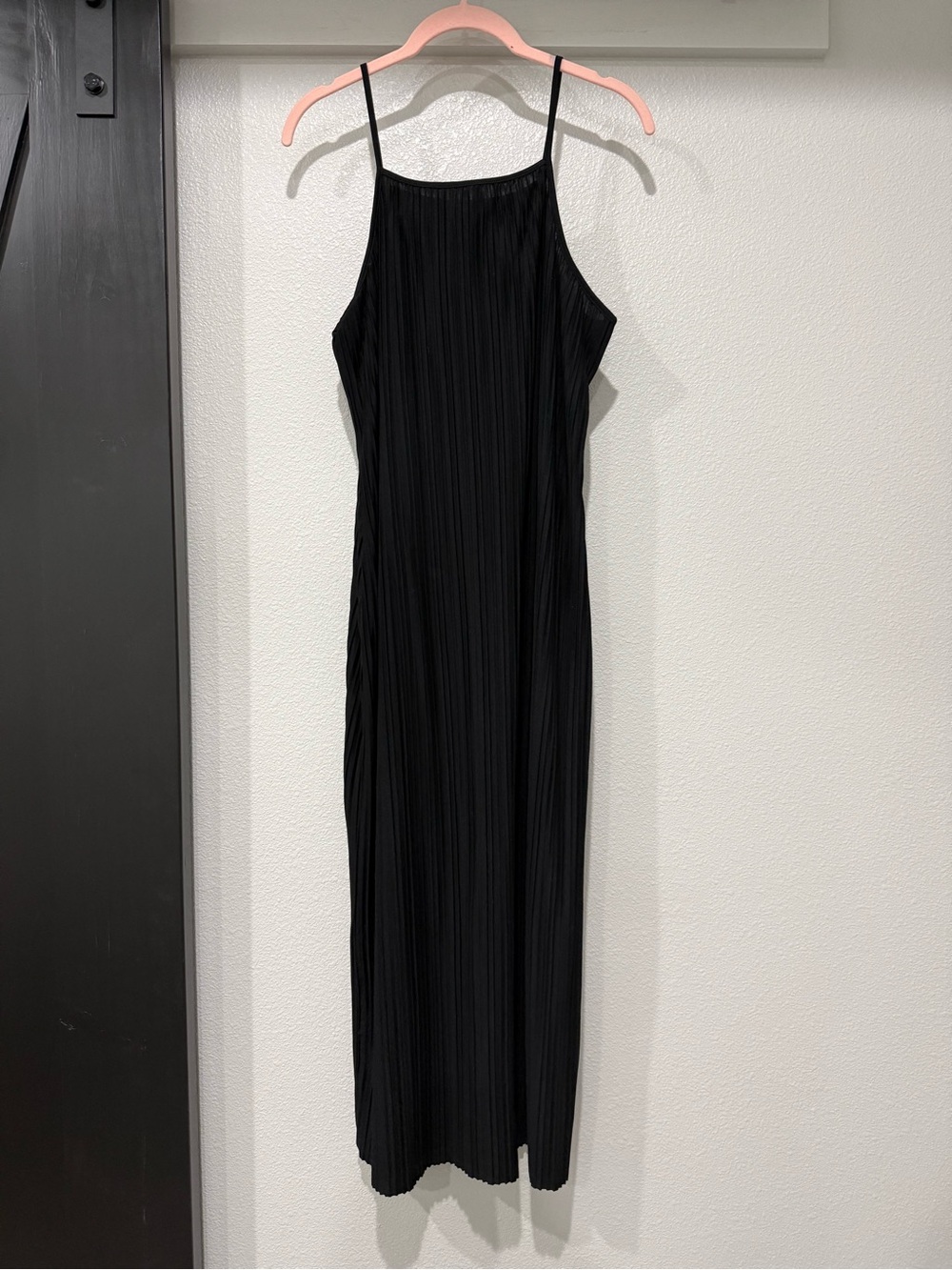 a new day Black Pleated Midi Slip Dress